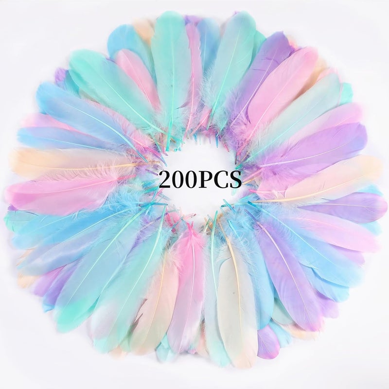 Holmgren Big Macaroon Goose Feathers - 200pcs 5-7inch Natural Goose Feather Bulk for DIY Dream Catcher, Wedding Party Christmas Home Decoration (Macaroon) - Image 2